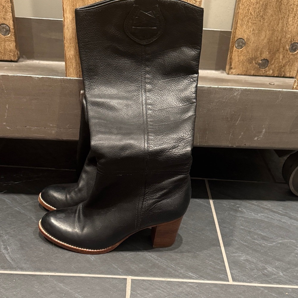 Coach Selena Black Leather Heeled Boots